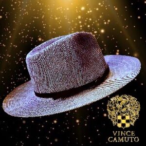 Vince Camuto Double Buckle
Straw Panama Hat Grey Blue